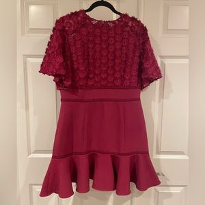 Textured flared mini holiday dress